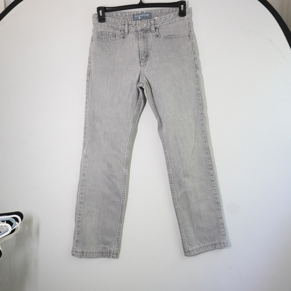 VTG y2k SilverTab Gray Jeans Straight Leg Denim Sample Garment Women's 30x28
